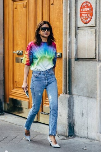 T-shirt girocollo effetto tie-dye multicolore di Proenza Schouler