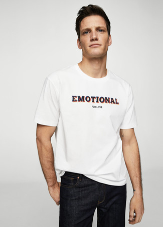T-shirt girocollo stampata bianca di Dime