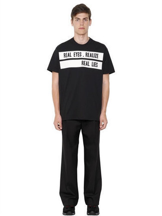 T-shirt girocollo stampata nera e bianca di Georges Wendell