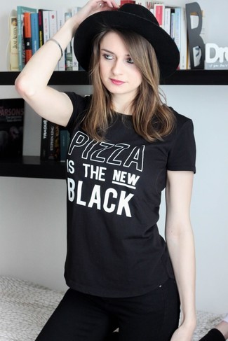 T-shirt girocollo stampata nera e bianca di RVCA