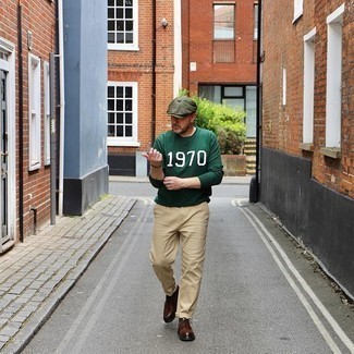 T-shirt manica lunga stampata verde oliva di Neil Barrett