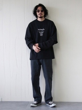 T-shirt manica lunga stampata nera e bianca di Kenzo