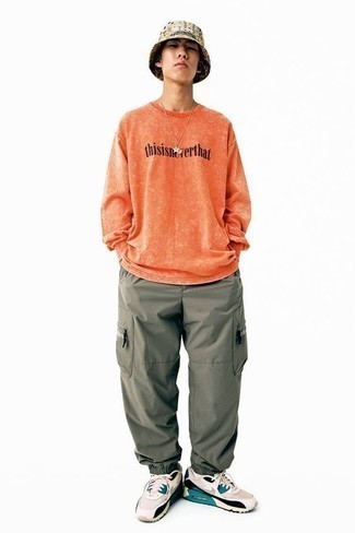 T-shirt manica lunga stampata arancione di We11done