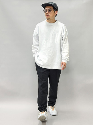 T-shirt manica lunga bianca di Issey Miyake
