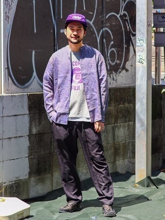 Camicia a maniche lunghe a righe verticali viola chiaro di Etro