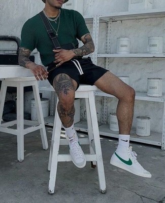 Sneakers alte in pelle bianche e verdi di Giuseppe Zanotti