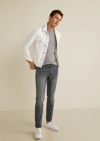 Giacca di jeans bianca di Solid Homme