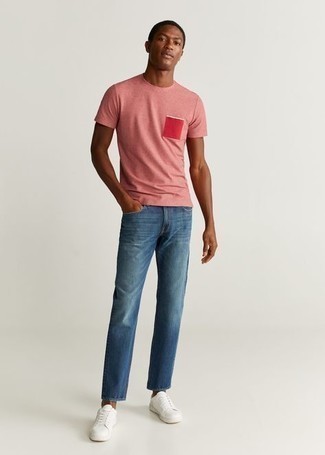 T-shirt girocollo rosa di Comme Des Garcons Homme Plus