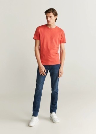 T-shirt girocollo arancione di We11done