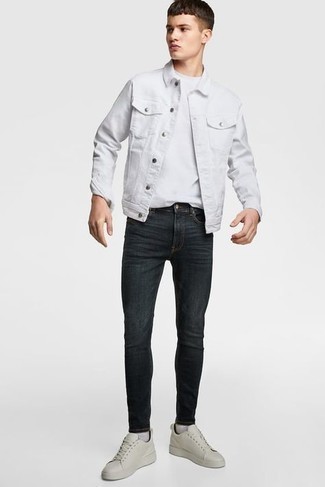 Giacca di jeans bianca