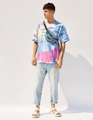 T-shirt girocollo effetto tie-dye multicolore di Amiri