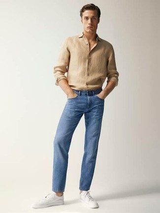 Camicia a maniche lunghe marrone chiaro di Tom Ford