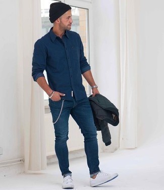 Camicia a maniche lunghe blu scuro di AMI Alexandre Mattiussi