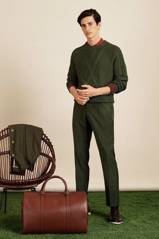 Maglione a trecce verde scuro di Polo Ralph Lauren