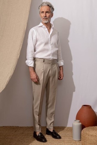 Camicia a maniche lunghe di lino bianca di Paul & Shark