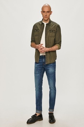 Camicia di jeans verde oliva di SC103