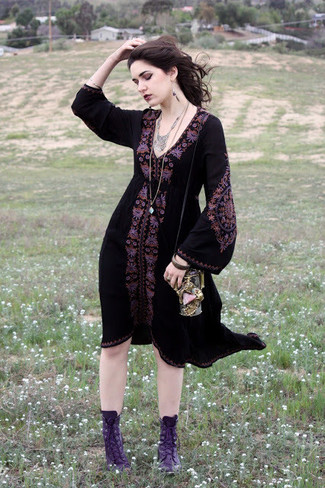 Vestito casual ricamato nero di Etoile Isabel Marant