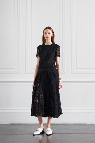 Vestito longuette di pizzo nero di Dolce & Gabbana