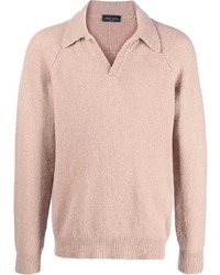 Maglia  a polo di lana rosa di Roberto Collina