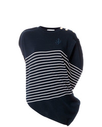 Maglione a maniche corte a righe orizzontali blu scuro di JW Anderson
