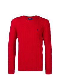 Maglione a trecce rosso di Polo Ralph Lauren