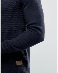 Maglione con collo a scialle blu scuro