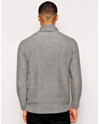 Maglione con collo a scialle grigio
