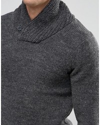 Maglione con collo a scialle lavorato a maglia grigio scuro di Blend of America