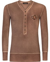 Maglione con collo serafino marrone di Dolce & Gabbana