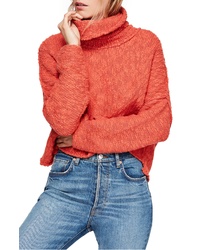 Maglione con scollo a cappuccio lavorato a maglia rosso