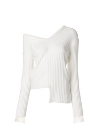 Maglione con scollo a v bianco di Helmut Lang