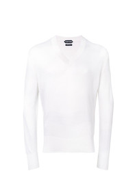 Maglione con scollo a v bianco di Tom Ford