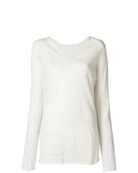 Maglione con scollo a v bianco di Yohji Yamamoto