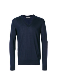 Maglione con scollo a v blu scuro di Dolce & Gabbana