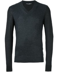 Maglione con scollo a v grigio scuro di Dolce & Gabbana