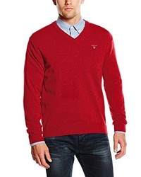 Maglione con scollo a v rosso di Gant