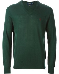 Maglione con scollo a v verde scuro di Polo Ralph Lauren