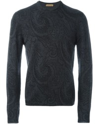 Maglione con stampa cachemire grigio scuro di Etro