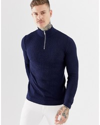 Maglione con zip blu scuro di ASOS DESIGN