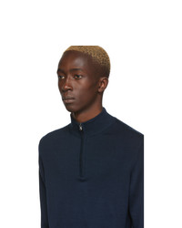 Maglione con zip blu scuro di Sunspel