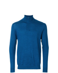 Maglione con zip blu di N.Peal