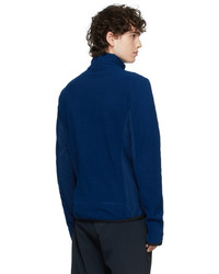 Maglione con zip di pile blu scuro di MONCLER GRENOBLE