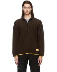 Maglione con zip di pile marrone scuro