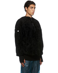 Maglione con zip di pile nero di Moncler Genius