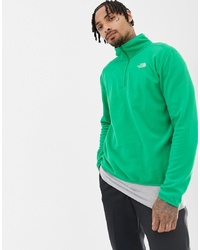 Maglione con zip di pile verde