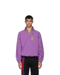 Maglione con zip di pile viola melanzana