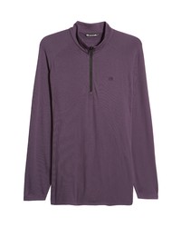 Maglione con zip di pile viola