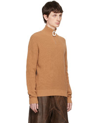 Maglione con zip marrone chiaro di JW Anderson