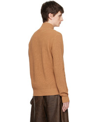 Maglione con zip marrone chiaro di JW Anderson