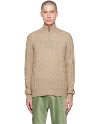 Maglione con zip marrone chiaro di Polo Ralph Lauren